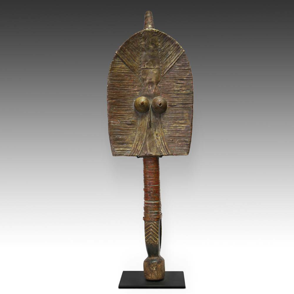 African Osseyba Or Reliquary Figure Brass Kota / Mahongwe Gabon Central Africa
